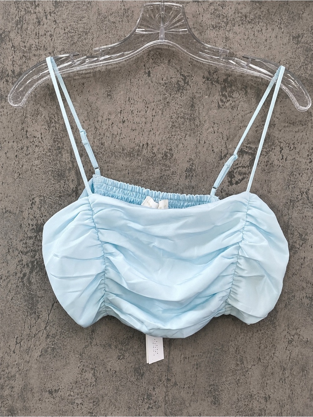 House of Harlow 1960 Blue Ruched Crop Top NWT Size M Spaghetti Strap